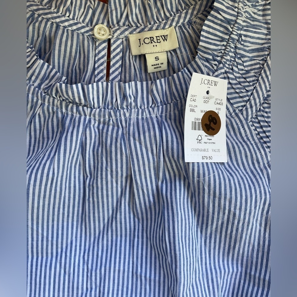 J. Crew Factory Butterfly Sleeve Stripe Top - Picture 4 of 9